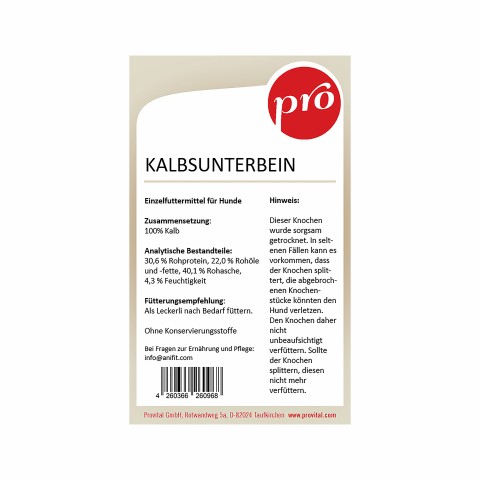 Dog Snacks Calf lower leg (Kalbsunterbein) ca. 500g 1 Piece -2- Anifit